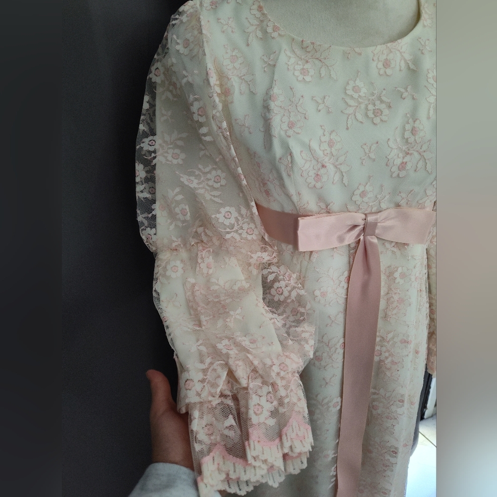 vintage 60s/70s lace dress boho x small - Picture 4 of 8